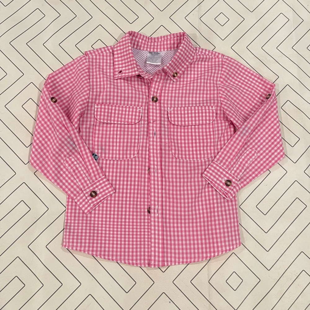 Prodoh Pink Gingham Longsleeve Fishing shirt